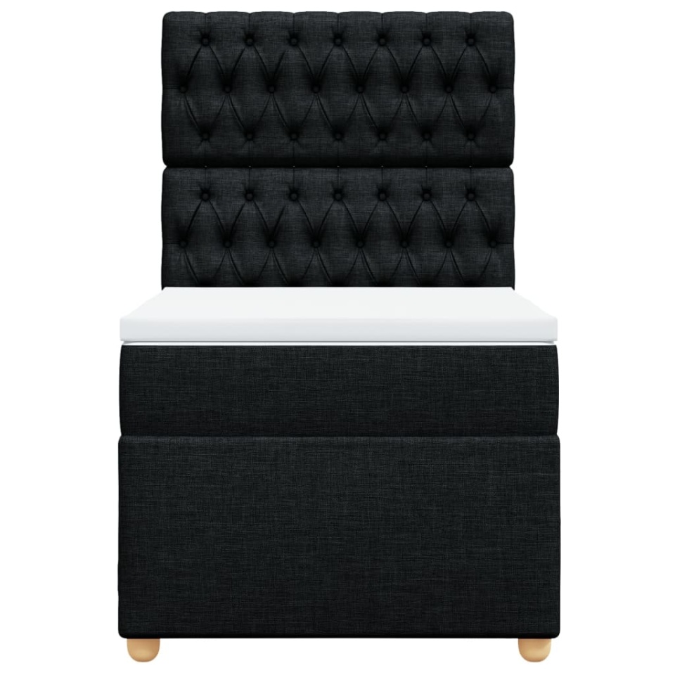 Pat box spring cu saltea, negru, 90x200 cm, textil - 4 | YEO