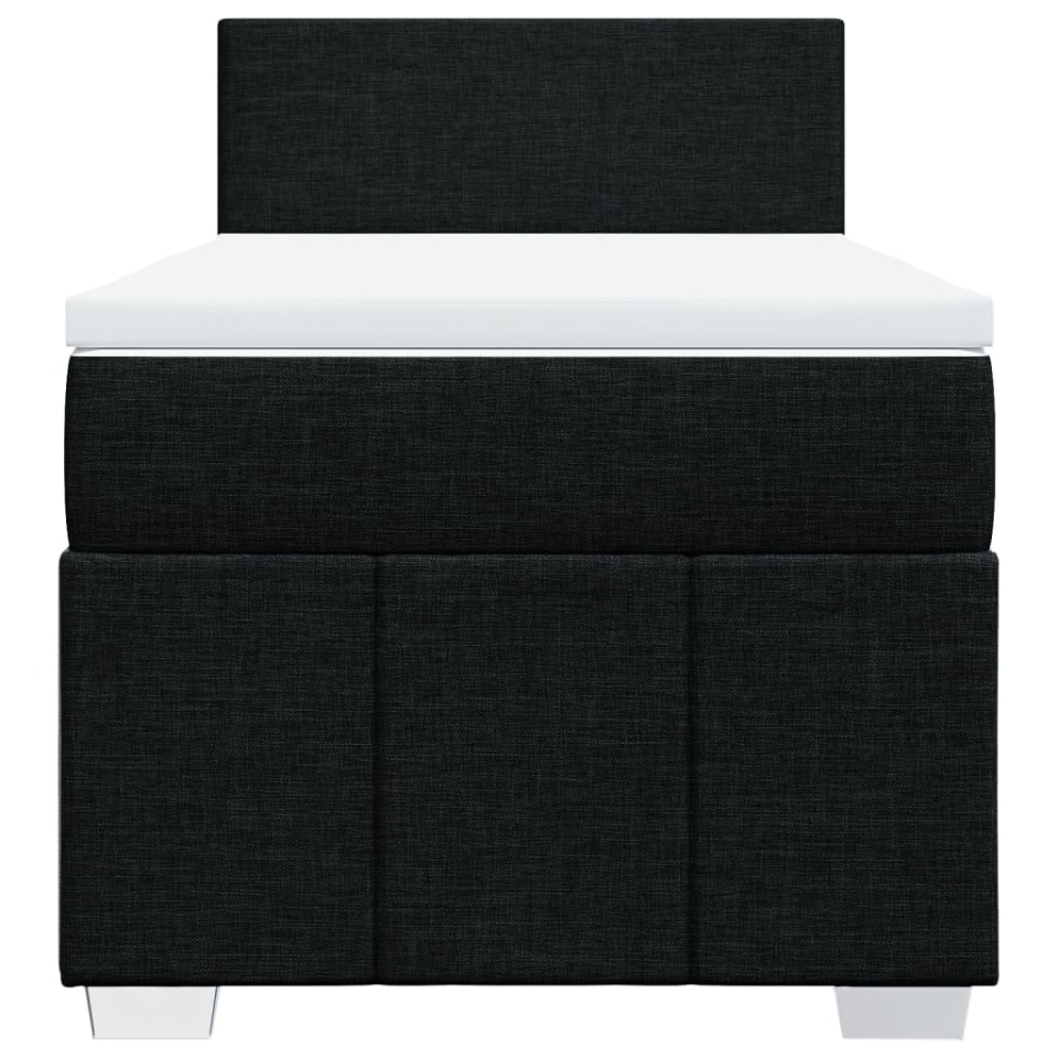 Pat box spring cu saltea, negru, 90x200 cm, textil - 4 | YEO