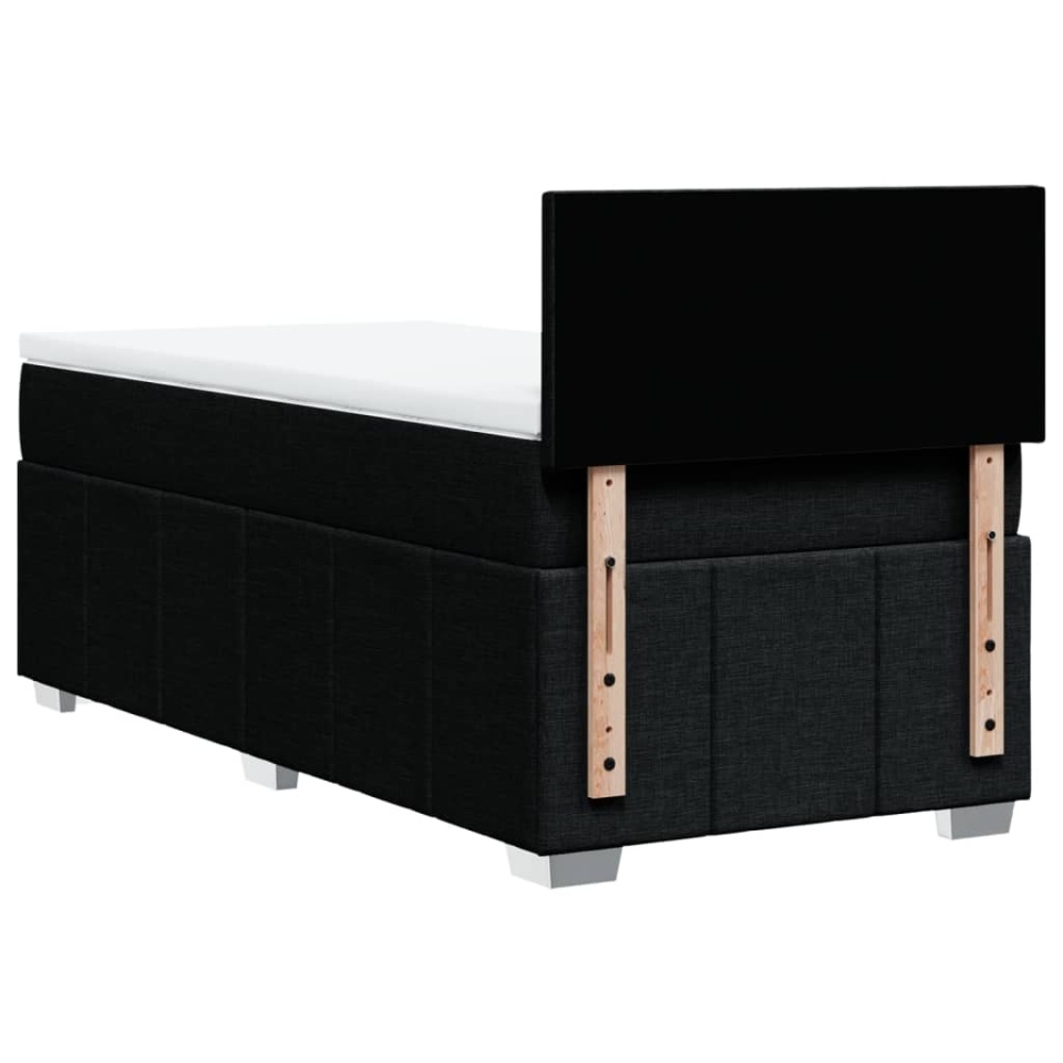 Pat box spring cu saltea, negru, 90x200 cm, textil - 4 | YEO