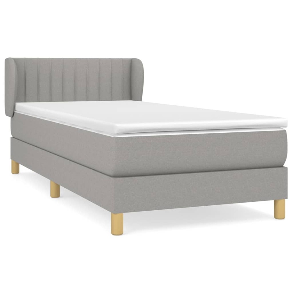 Pat continental cu saltea, gri deschis, 80x200 cm, textil - 1 | YEO