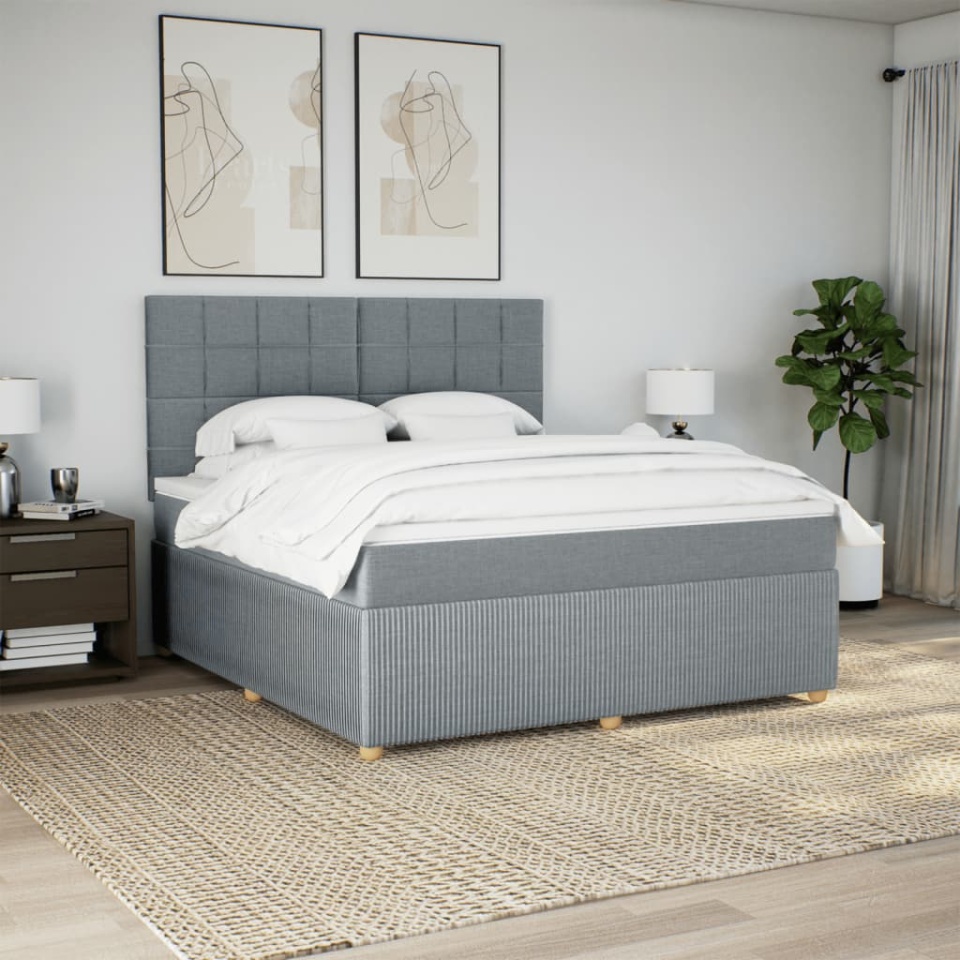 Pat continental, gri deschis, 180x200 cm, material textil - 2 | YEO
