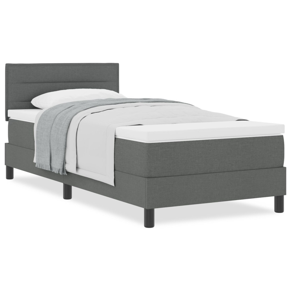 Pat cu arcuri boxă și saltea Gri închis 90x200 cm Fabricat - 2 | YEO