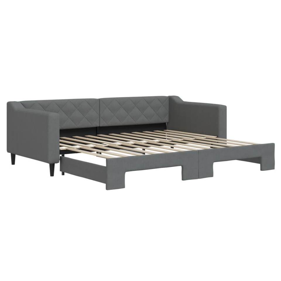 Pat de zi cu extensie, gri închis, 90x200 cm, textil - 1 | YEO