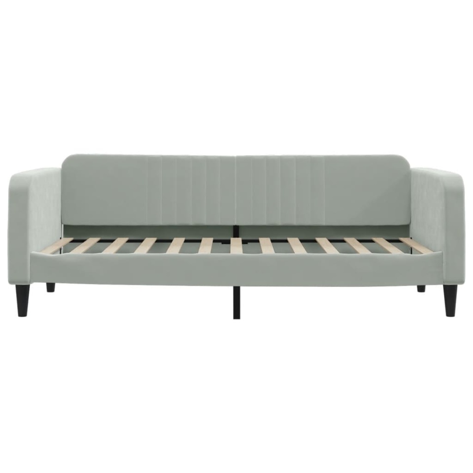 Pat de zi cu saltea, gri deschis, 90x200 cm, catifea - 3 | YEO