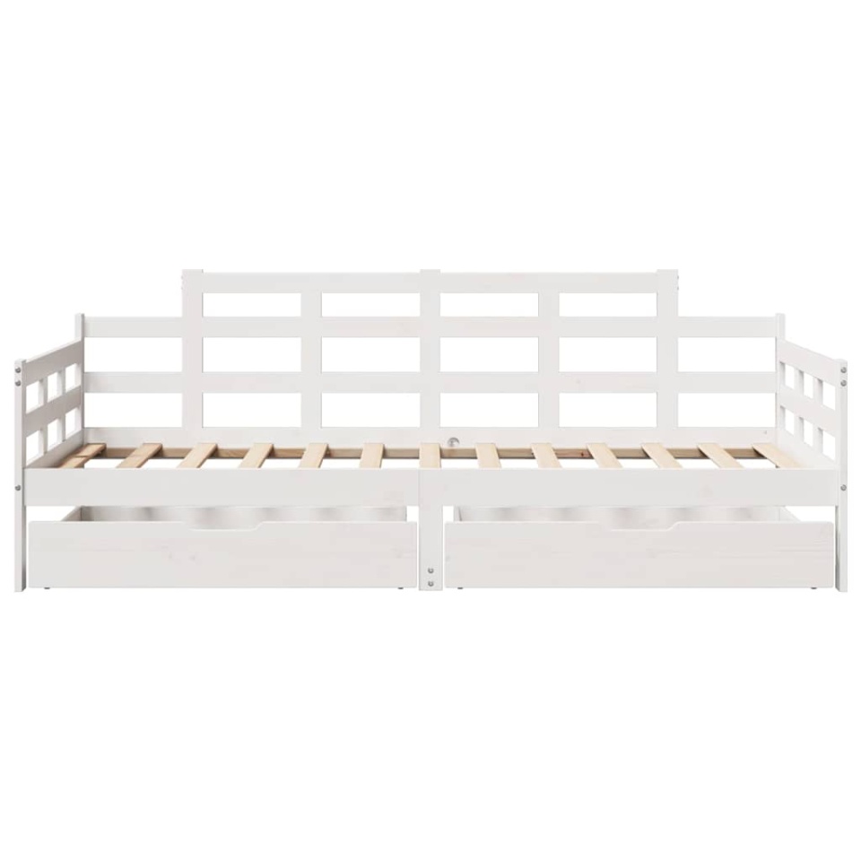 Pat de zi cu sertare, alb, 90x200 cm, lemn masiv pin - 3 | YEO