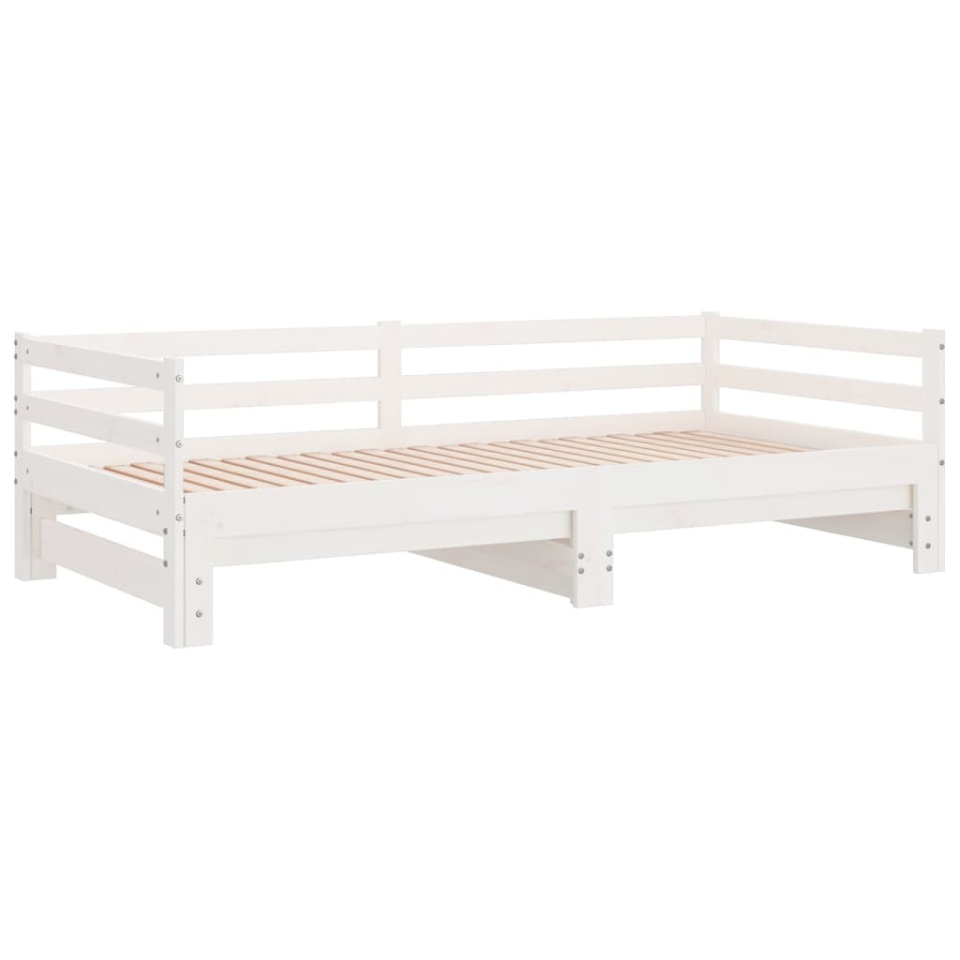 Pat extensibil de zi, alb, 2x(90x200) cm, lemn masiv de pin - 2 | YEO