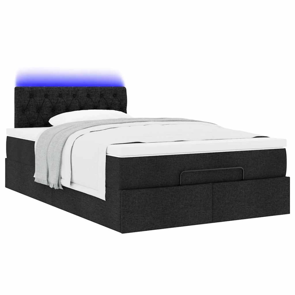 Pat otoman cu saltea negru 120x200 cm stofa - 4 | YEO