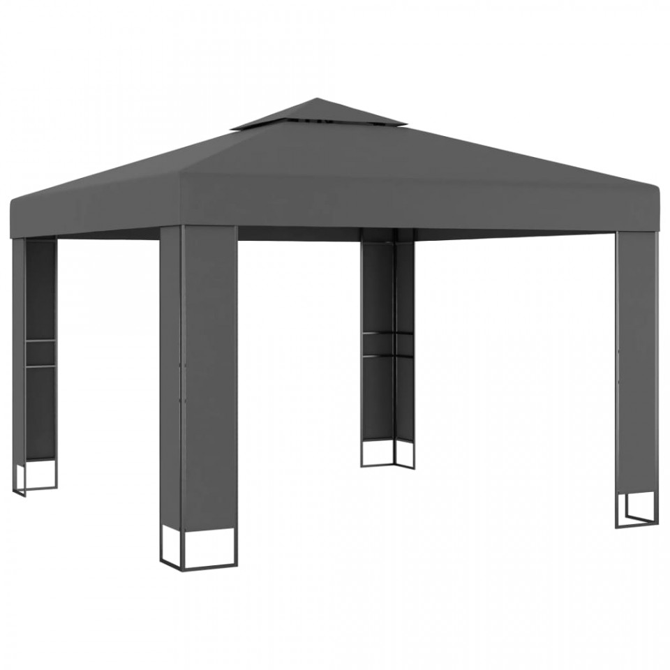 Pavilion cu acoperiș dublu & lumini LED, antracit, 3x3 m - 2 | YEO