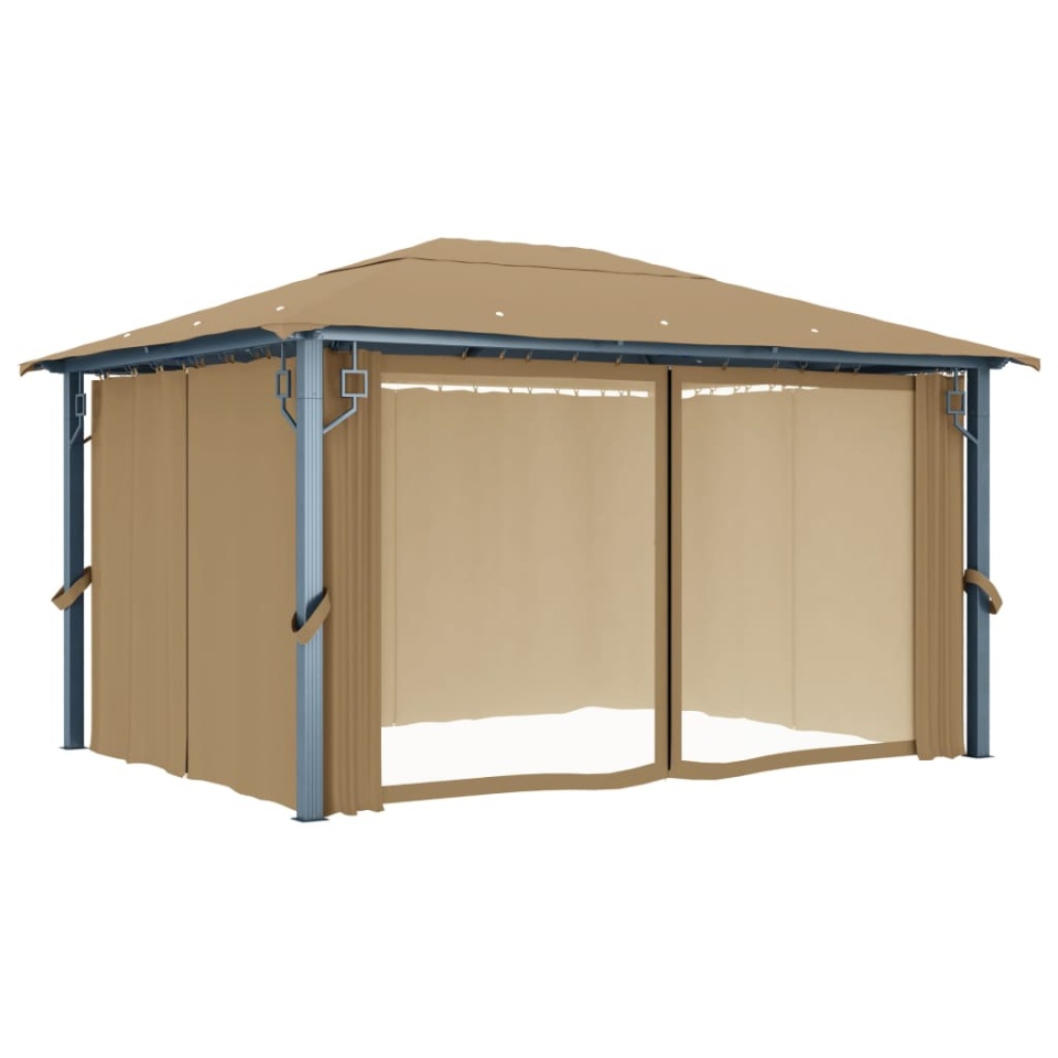 Pavilion cu perdele, gri taupe, 400 x 300 cm, aluminiu - 2 | YEO