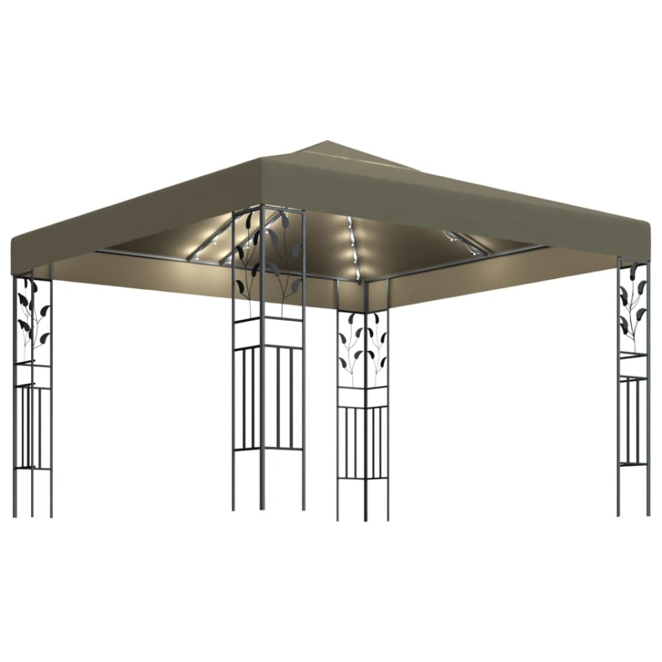 Pavilion cu șiruri de lumini LED, gri taupe, 3x3m, - 1 | YEO