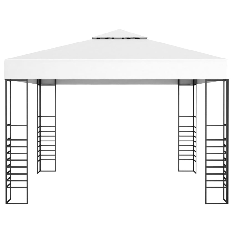 Pavilion de grădină cu șiruri de lumini LED, alb, 3x3 m - 3 | YEO