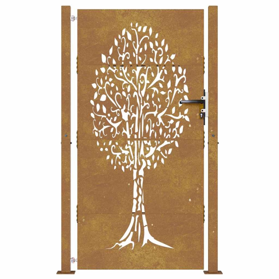 Poartă de grădină, 105x205 cm, oțel corten, model copac - 3 | YEO