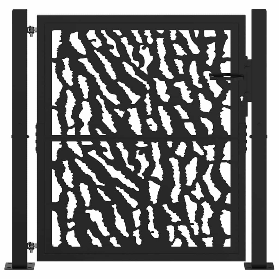 Poartă de grădină neagră 105x105 cm Design cu urme de oțel - 2 | YEO