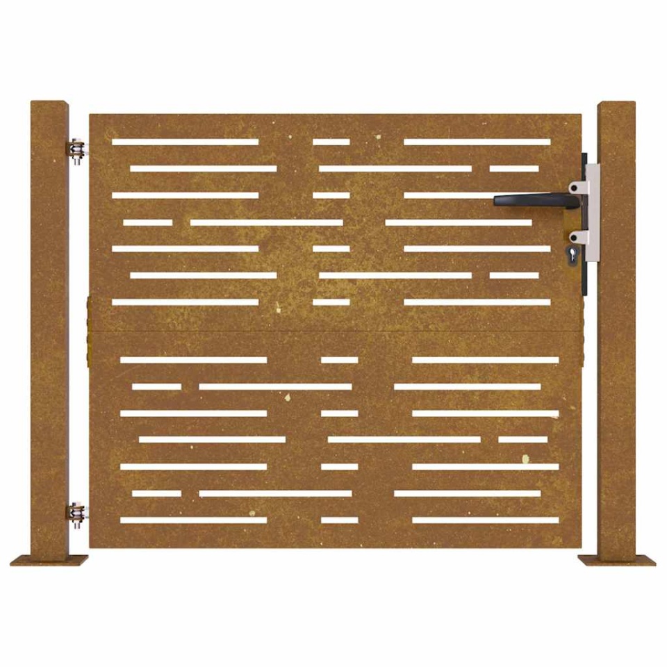 Poartă pentru grădină, 105x105 cm, oțel corten, dreptunghiuri - 3 | YEO