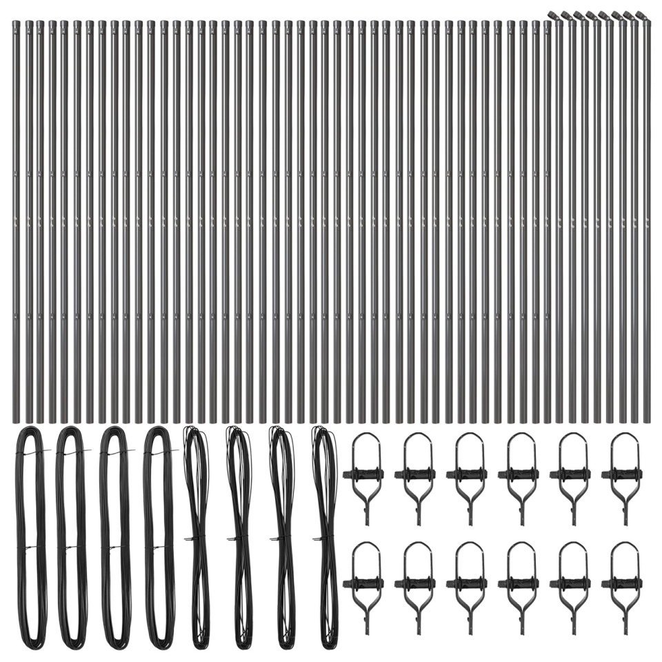 Posturi de gard 52 buc Gri Ø32 mm 190 cm Oțel galvanizat - 1 | YEO