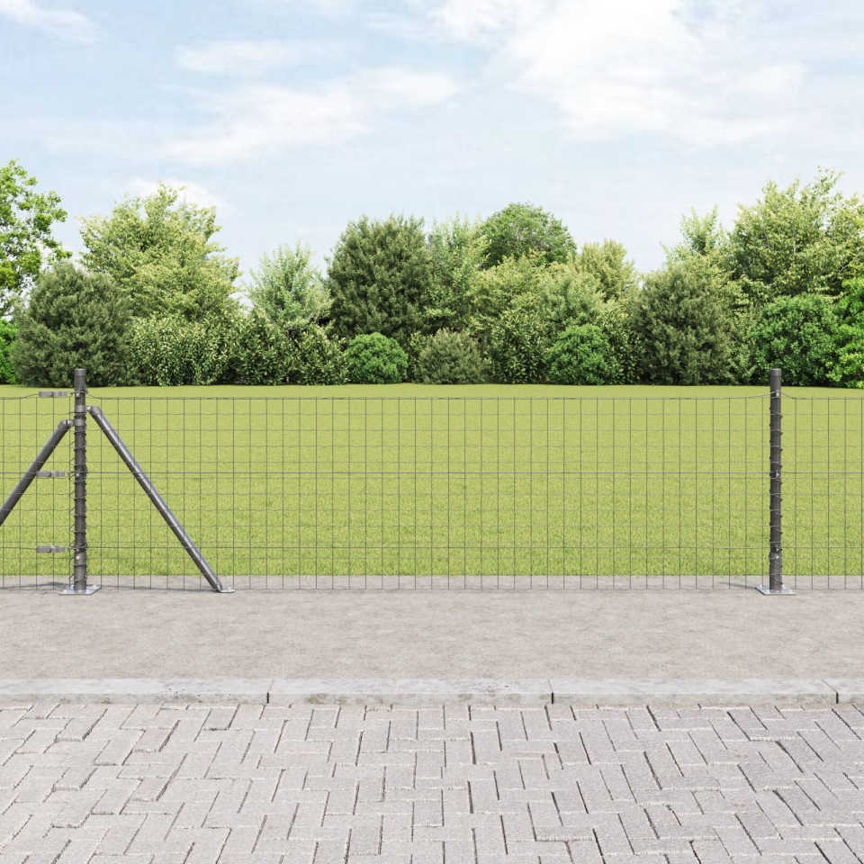 Posturi de gard Set de 26 Gri Beton, Metal 3.2 x 3.2 x 70 cm