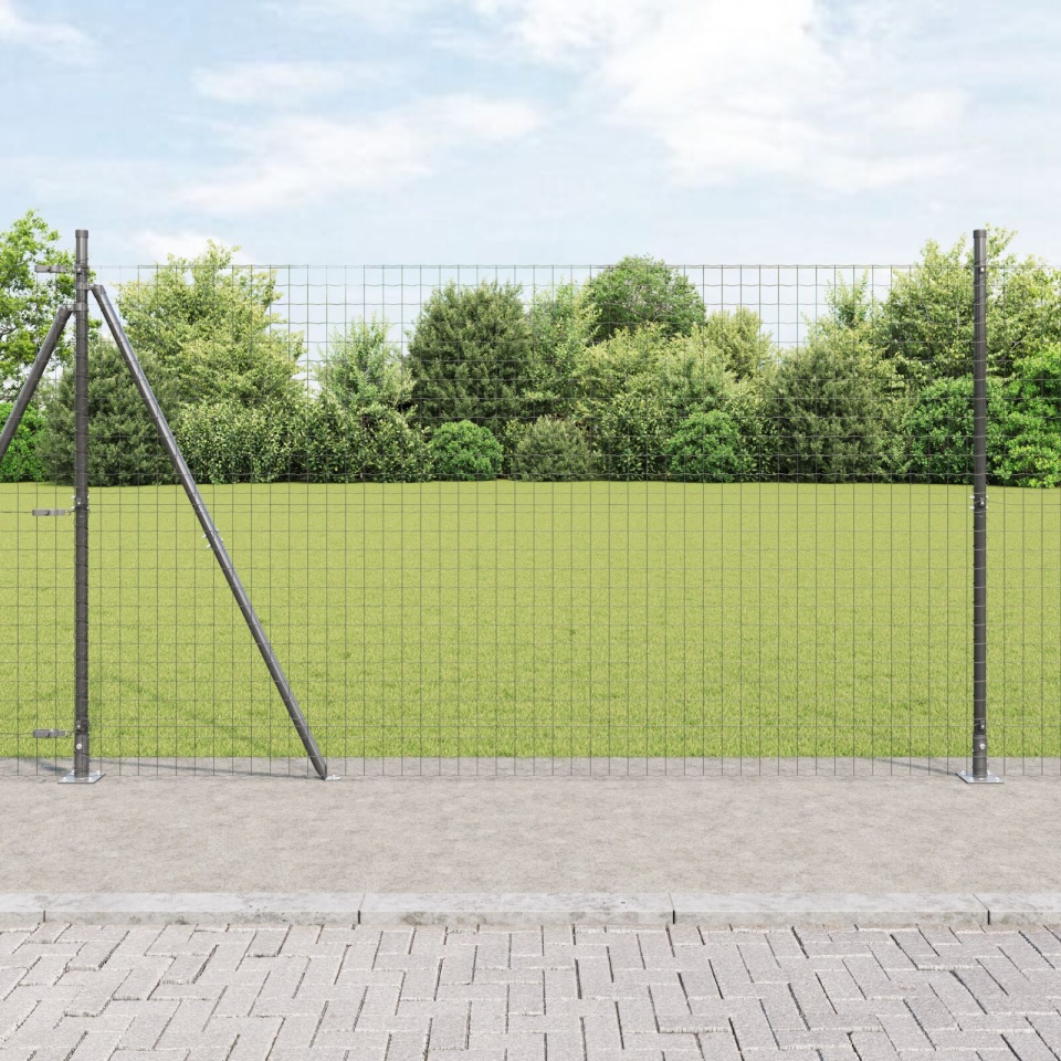 Posturi fence Set de 104 Gri Oțel vopsit electrostatic