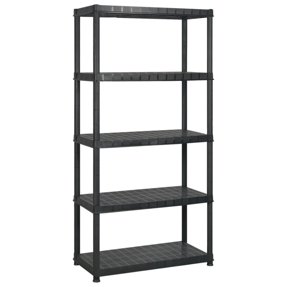 Raft de depozitare cu 5 polițe, negru, 340x40x185 cm, plastic - 1 | YEO