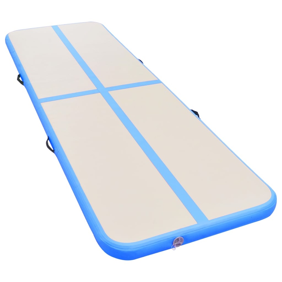 Saltea gimnastică gonflabilă cu pompă albastru 400x100x10cm PVC - 2 | YEO
