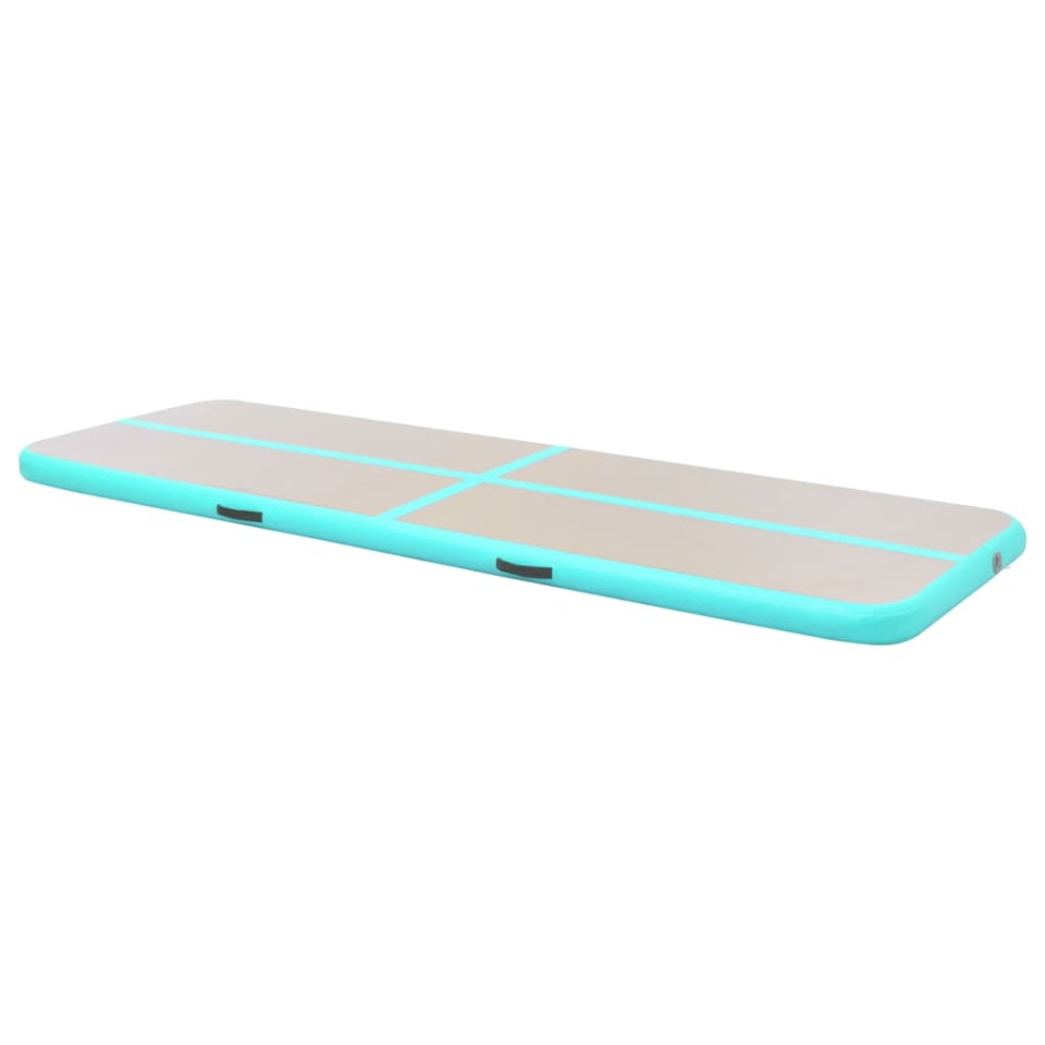 Saltea gimnastică gonflabilă cu pompă verde 400x100x10cm PVC - 3 | YEO