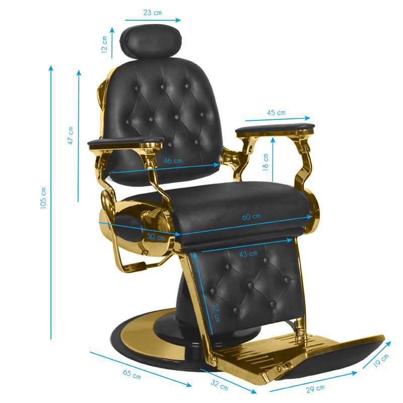 Scaun de frizer Gabbiano Francesco Gold, negru - 4 | YEO