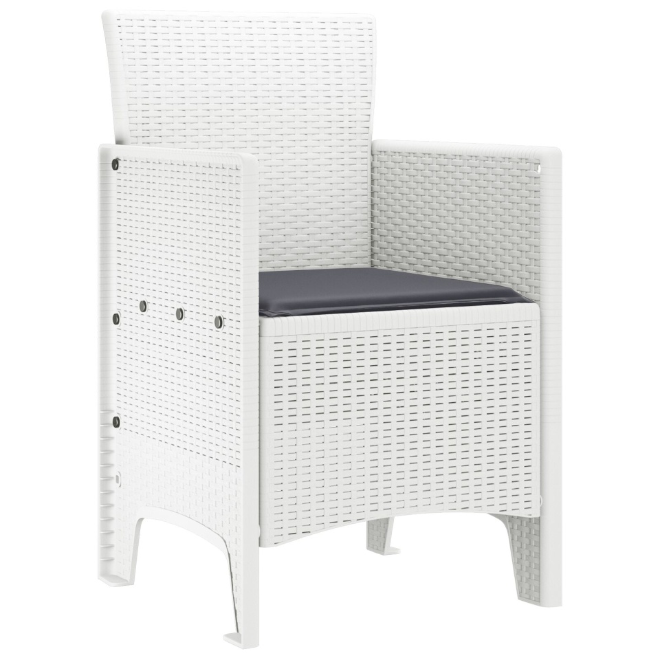 Scaun de grădină Set de 4 Alb, Antracit Plastic, Poliester - 3 | YEO