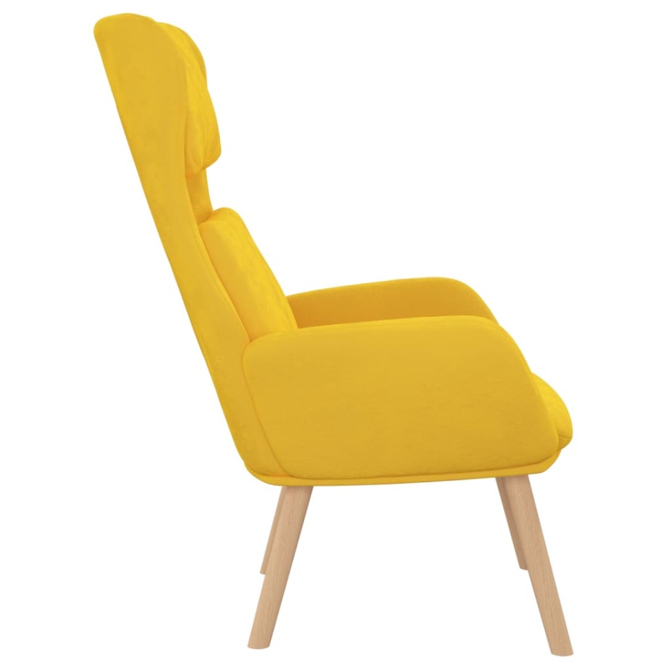 Scaun de relaxare, galben muștar, catifea - 3 | YEO