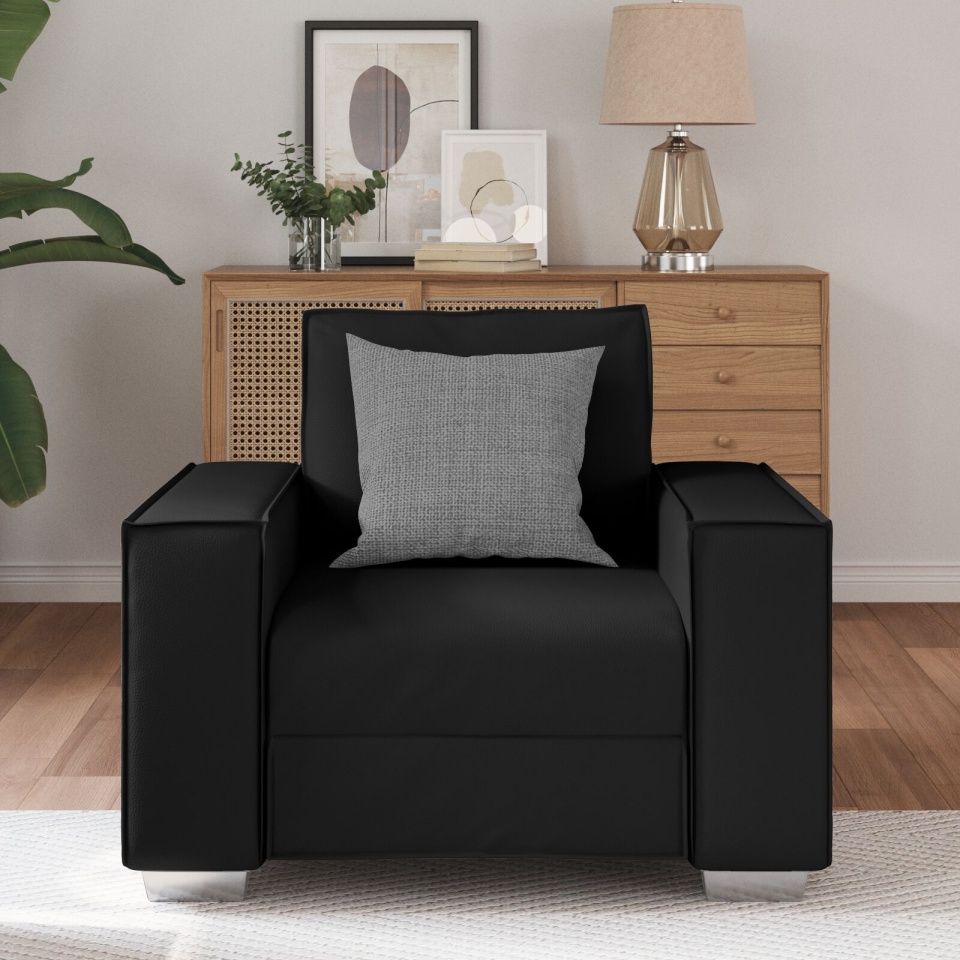 Scaun de sofa din piele ecologică neagră - 59 cm - 2 | YEO