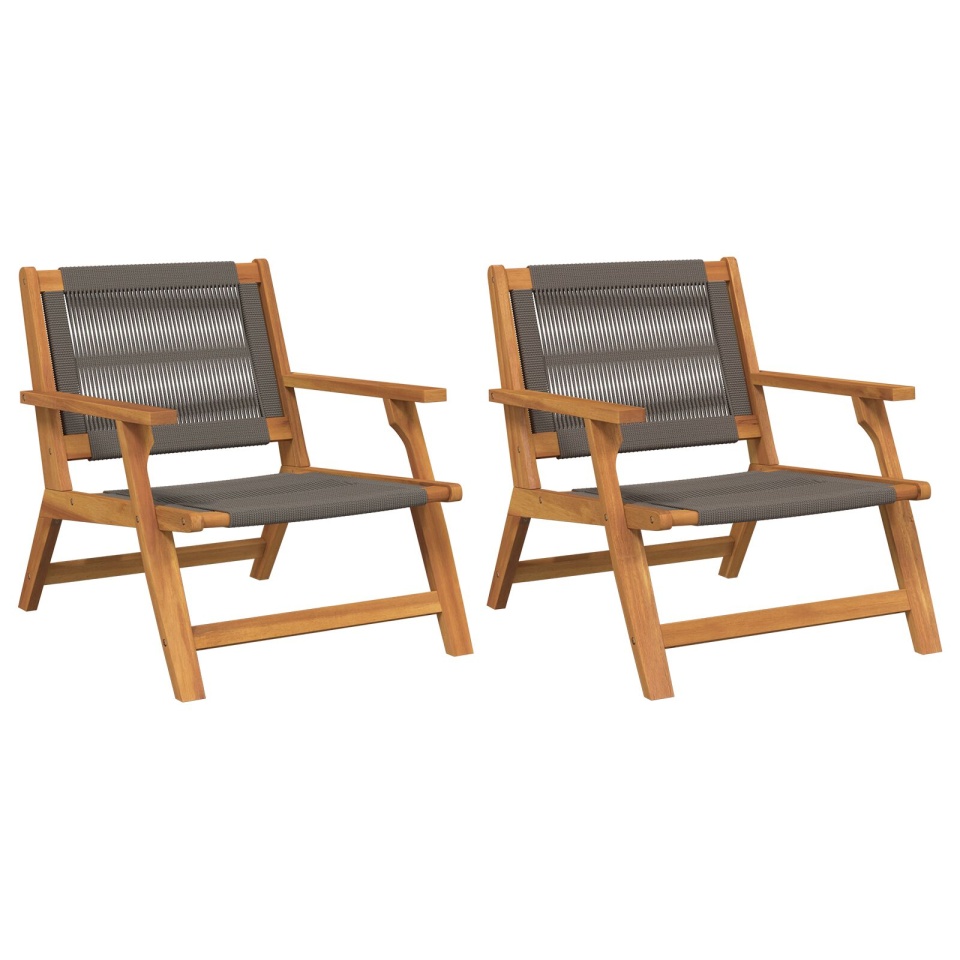 Scaune de grădină 2 buc Gri 67x77x73 cm Lemn masiv de acacia - 1 | YEO