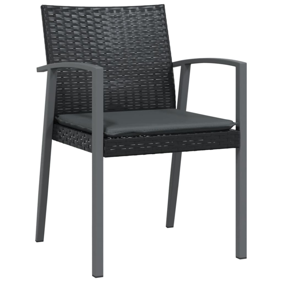 Scaune de grădină cu perne 2 buc. negru 56,5x57x83 cm poliratan - 2 | YEO