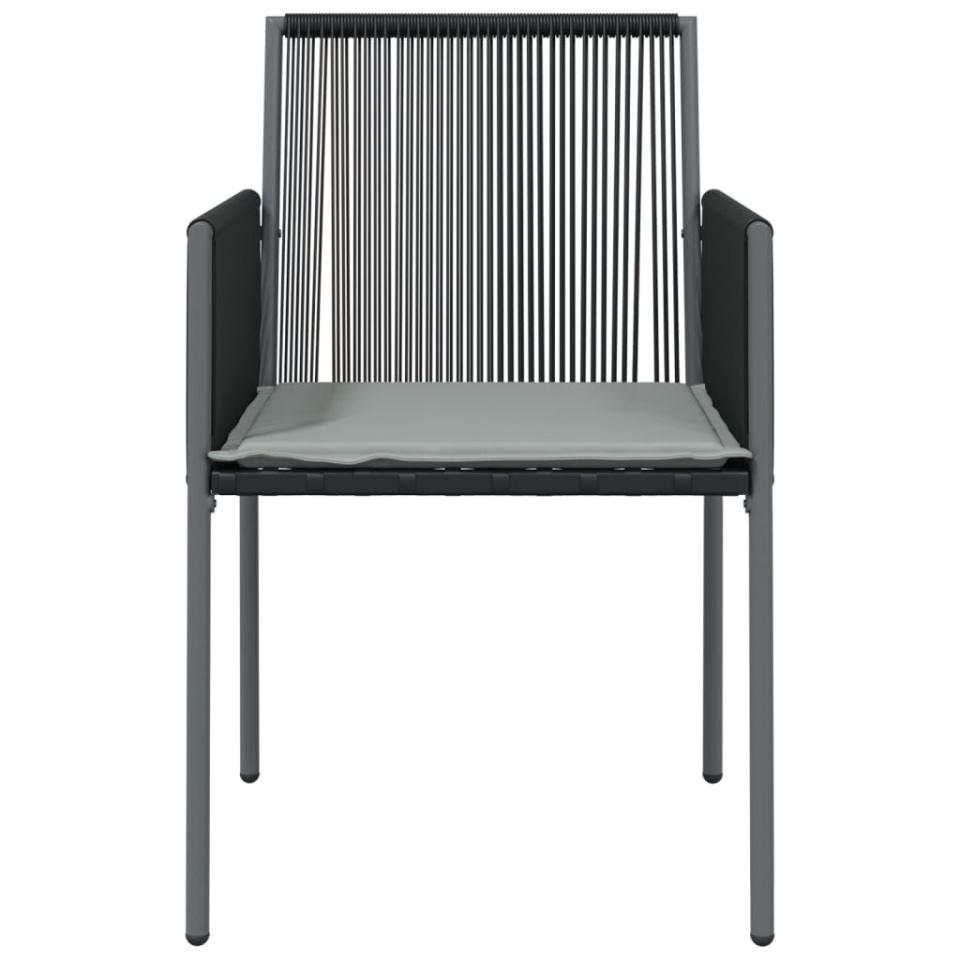 Scaune grădină cu perne 4 buc. negru 54x60,5x83,5 cm poliratan - 3 | YEO