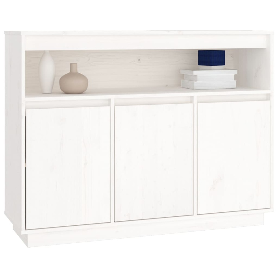 Servantă, alb, 104,5x34x80 cm, lemn masiv de pin - 3 | YEO