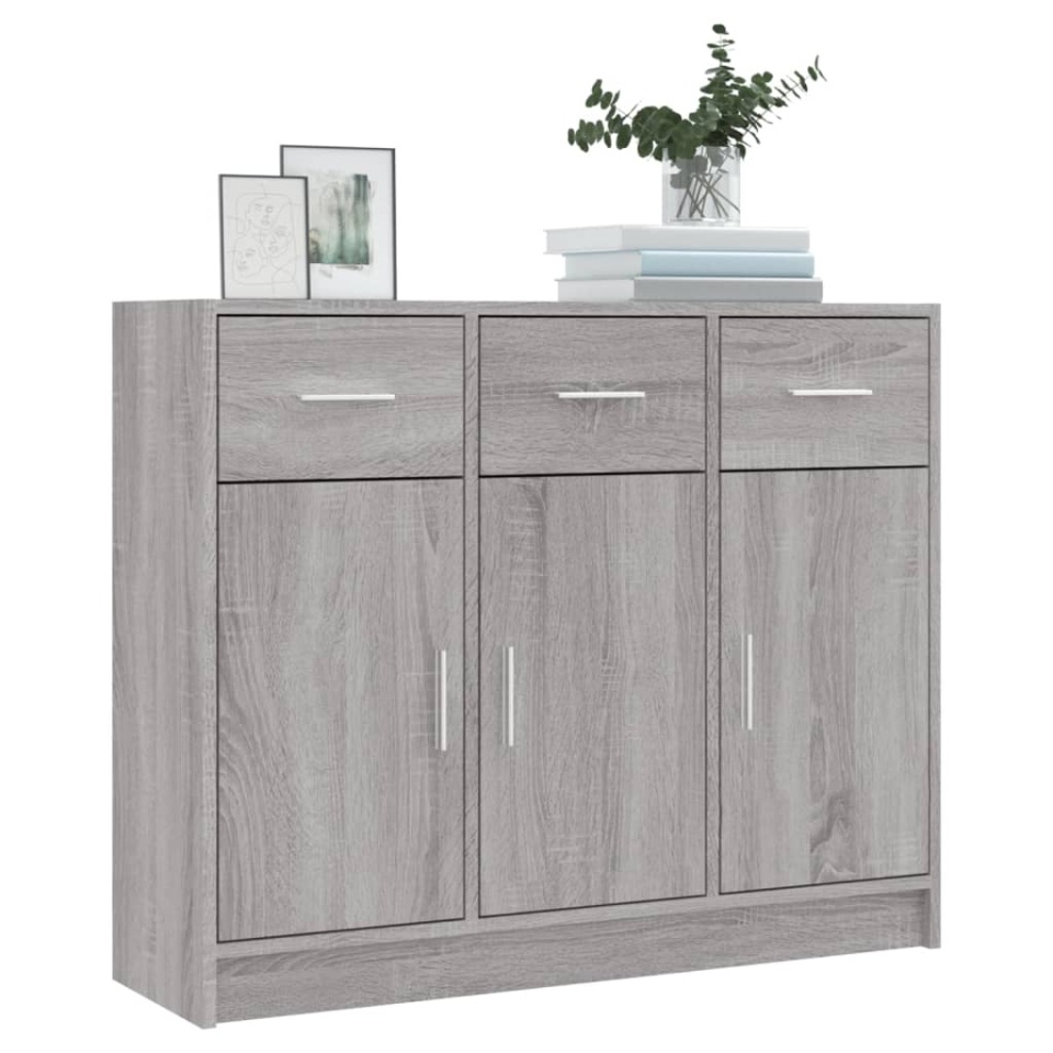 Servantă, gri sonoma,91x28x75 cm, lemn prelucrat - 2 | YEO