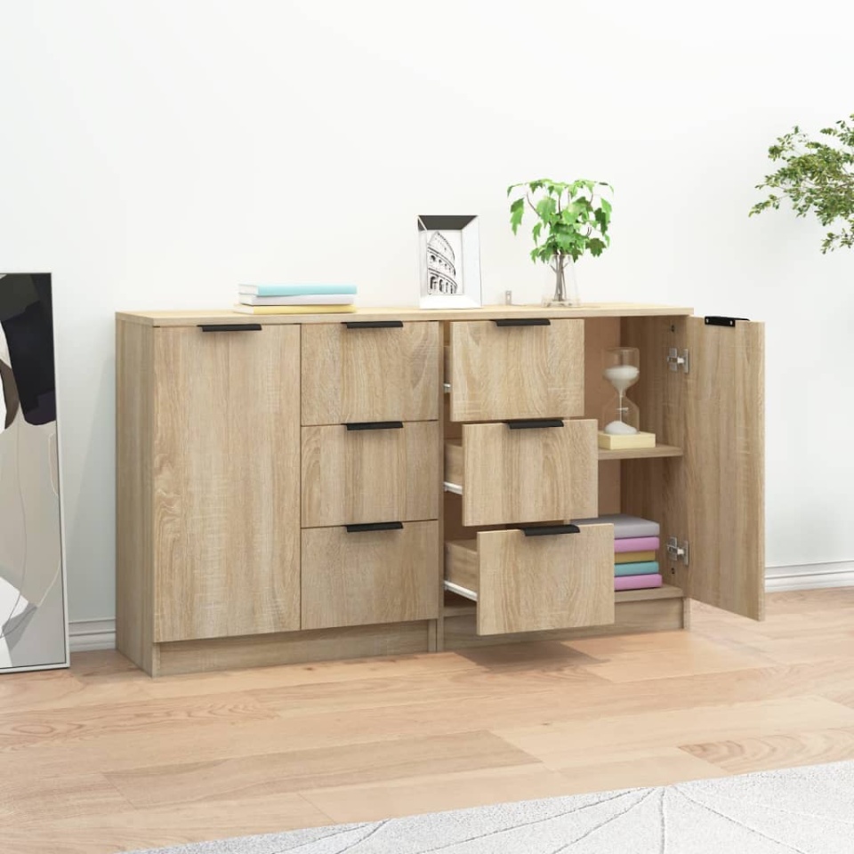 Servante, 2 buc., stejar sonoma, 60x30x70 cm, lemn prelucrat - 2 | YEO