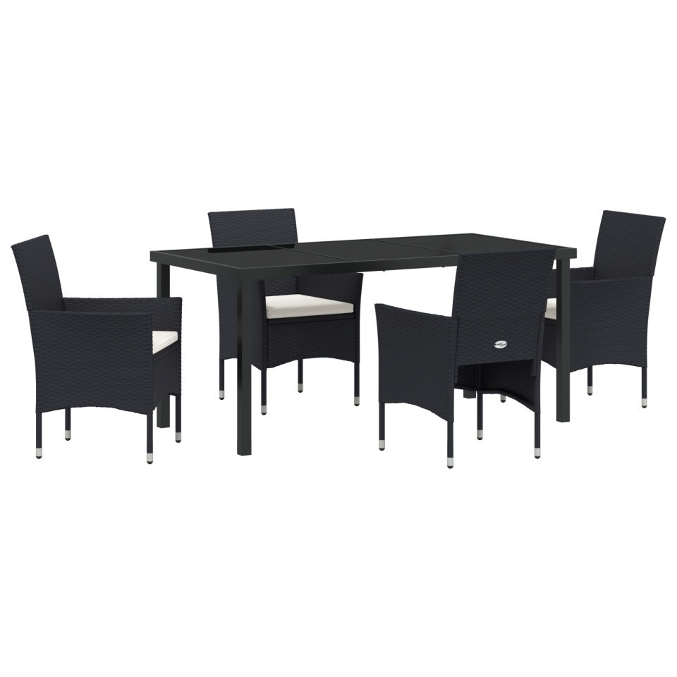 Set 5 Piese Dining Grădină Negru Poliratan - 1 | YEO