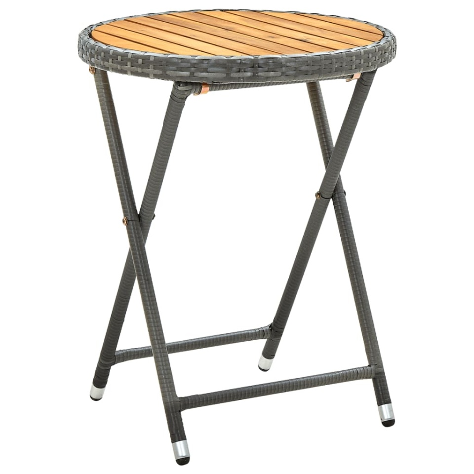 Set bistro cu perne, 3 piese, gri, poliratan și lemn acacia - 3 | YEO