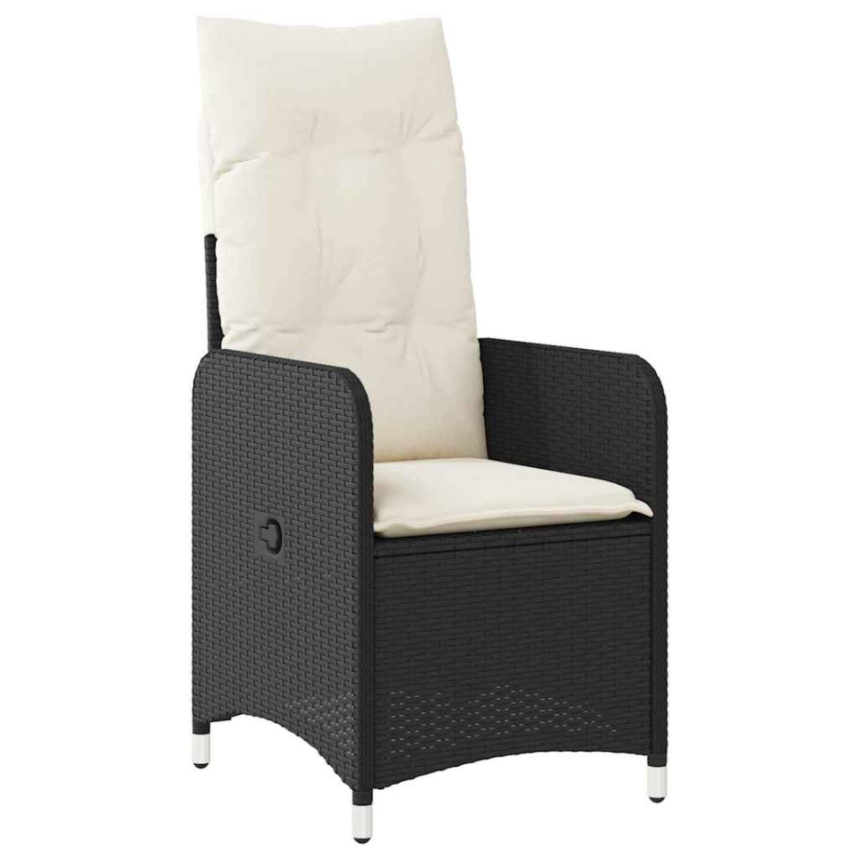 Set bistro de grădină cu perne, 5 piese, negru, poliratan - 2 | YEO