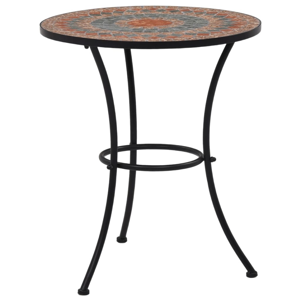 Set bistro mozaic, 3 piese, portocaliu/gri, placă ceramică - 1 | YEO