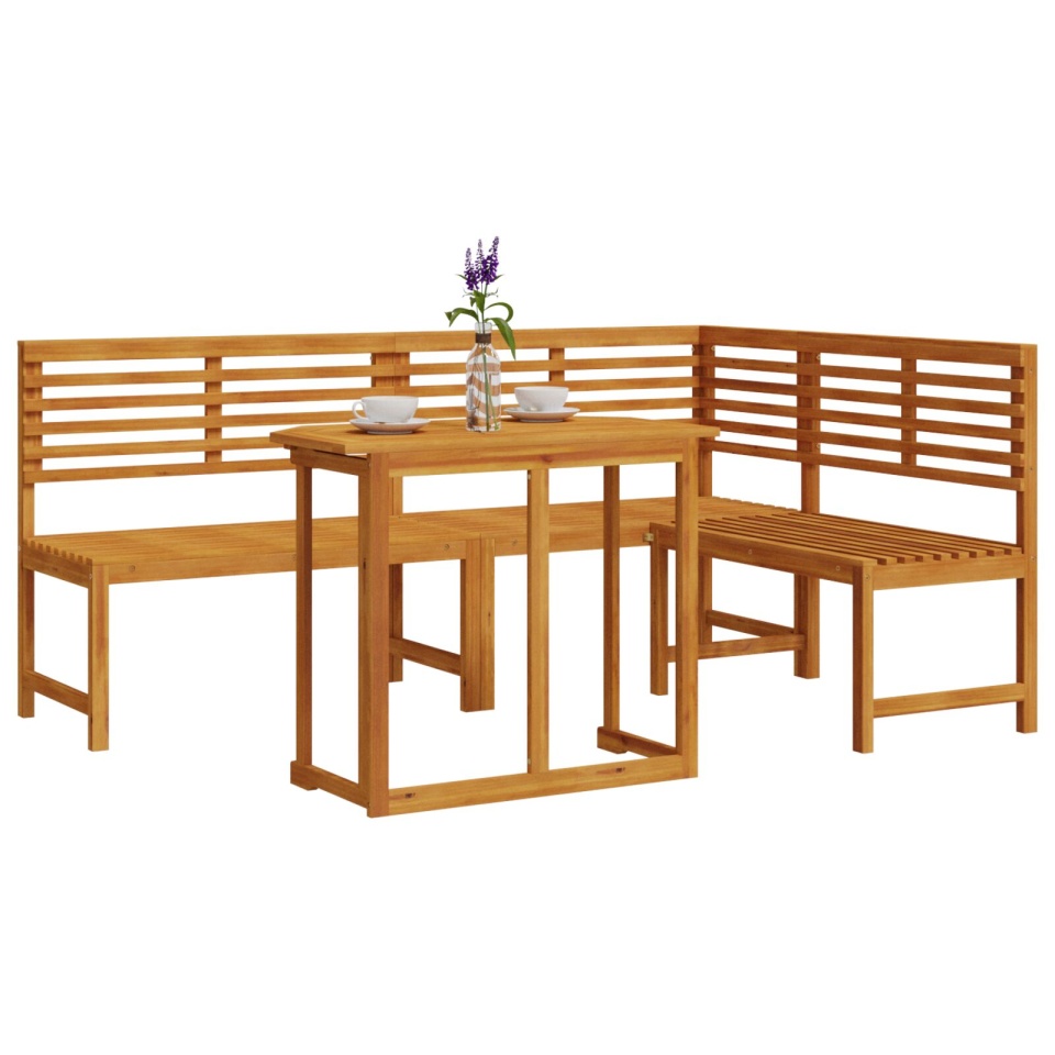 Set Bistro pentru Grădină 3 Piese din Lemn Masiv de Acacia - 2 | YEO