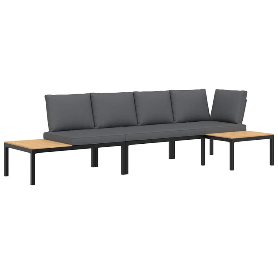Set canapea de grădină, 3 piese, cu perne, negru, aluminiu - 1 | YEO