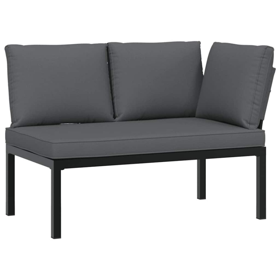 Set canapea de grădină, 3 piese, cu perne, negru, aluminiu - 2 | YEO
