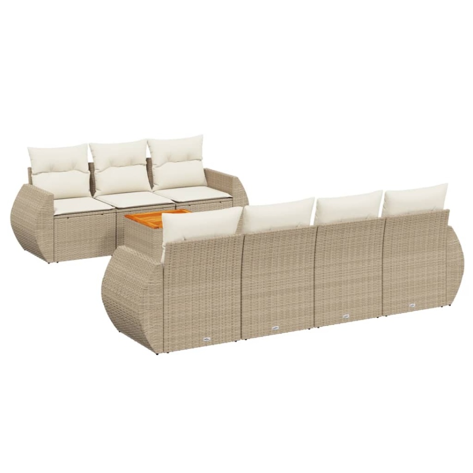 Set canapele de grădină, 8 piese, cu perne, bej, poliratan - 1 | YEO