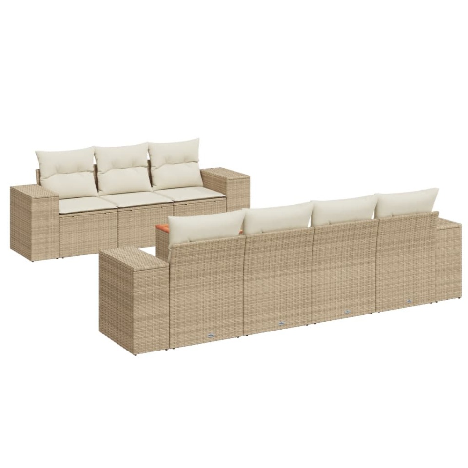 Set canapele de grădină, 8 piese, cu perne, bej, poliratan - 1 | YEO