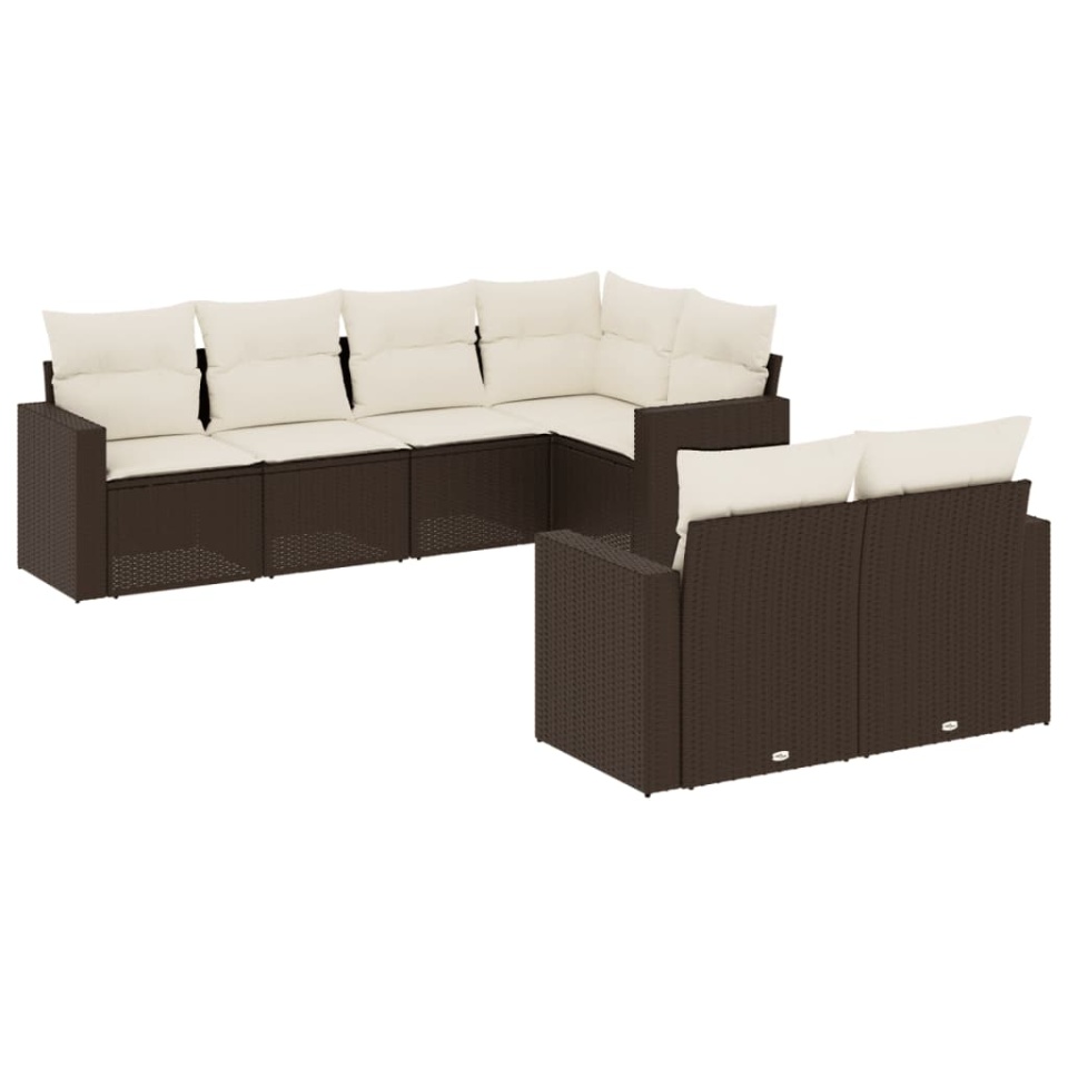 Set canapele de grădină cu perne, 7 piese, maro, poliratan - 1 | YEO