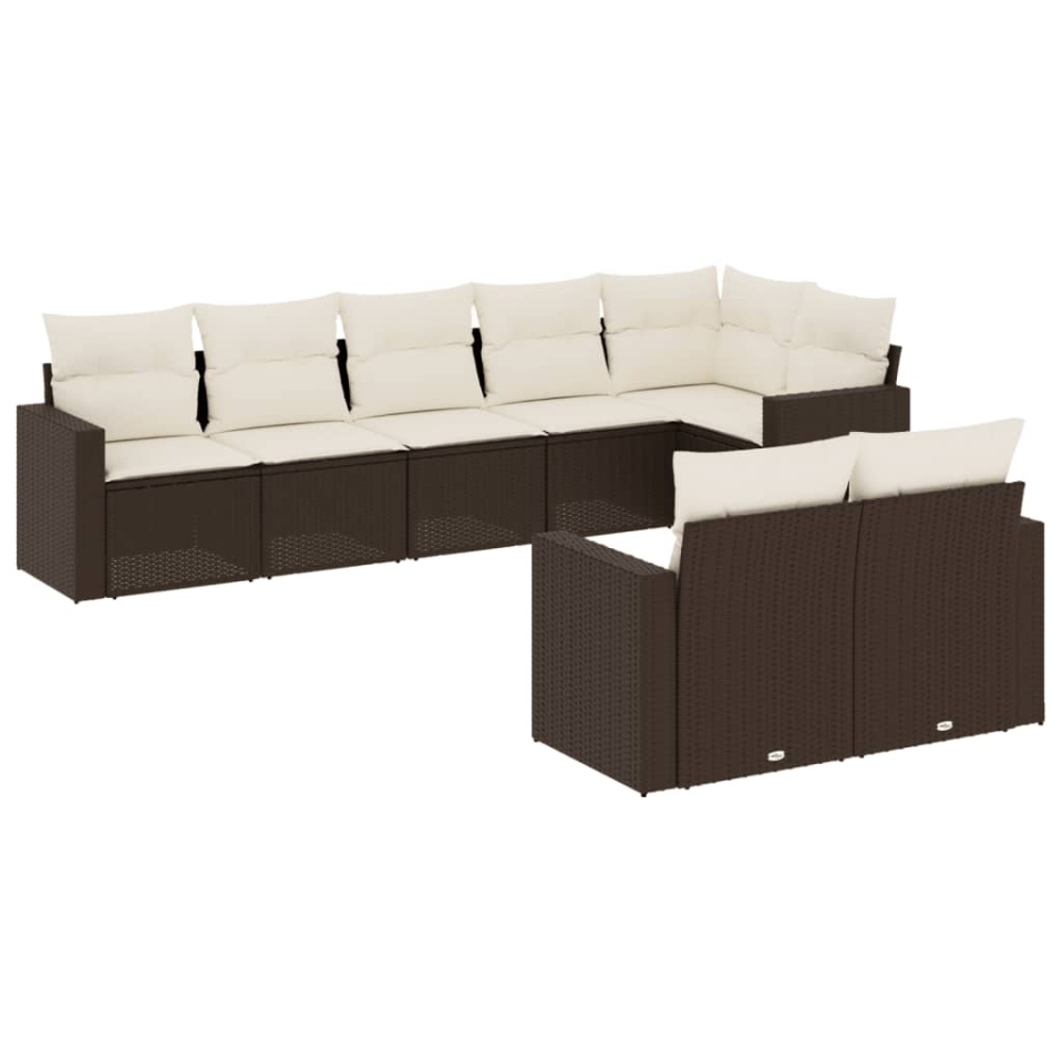 Set canapele de grădină cu perne, 8 piese, maro, poliratan - 1 | YEO