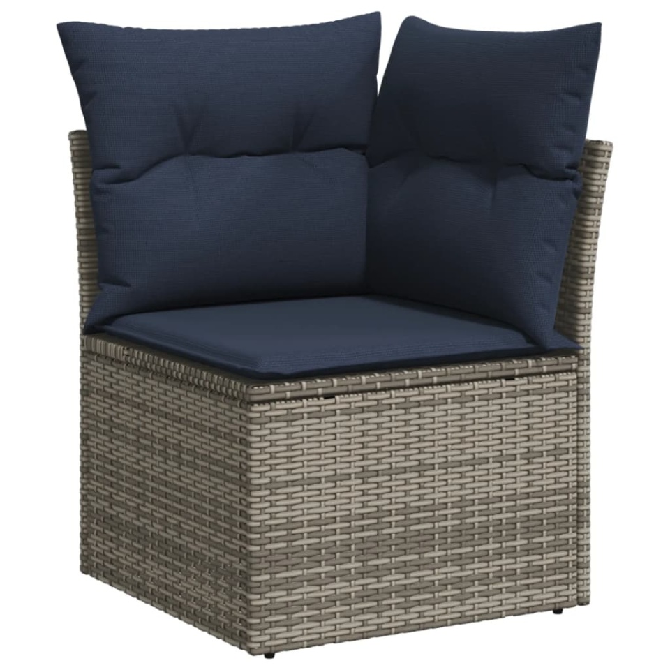 Set canapele de grădină cu perne, 9 piese, gri, poliratan - 3 | YEO
