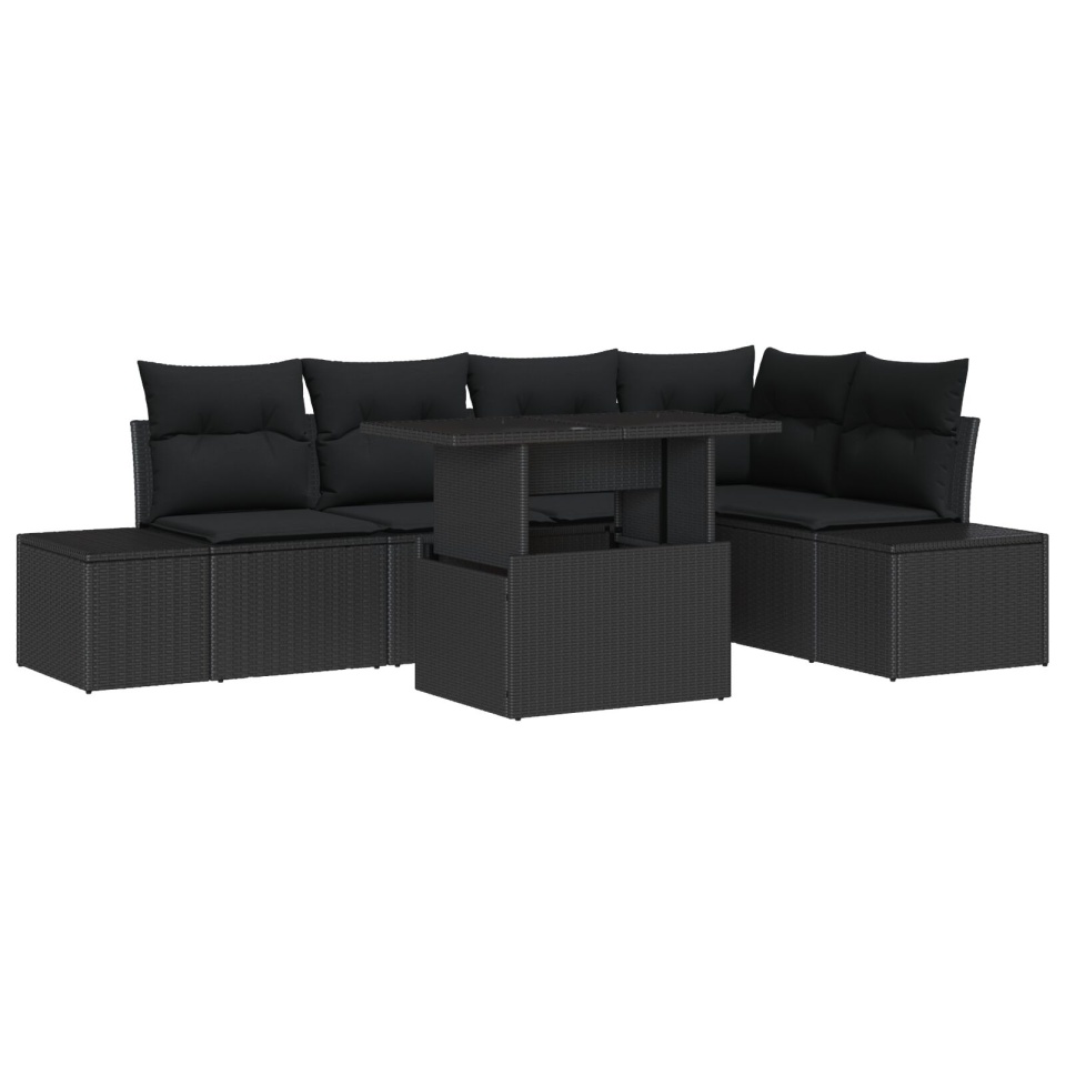 Set canapele pentru grădină Set 6 piese Negru - 1 | YEO