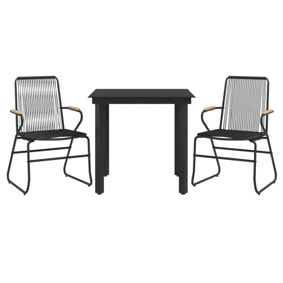 Set cu masă pentru grădină, 3 piese, negru, ratan PVC - 2 | YEO