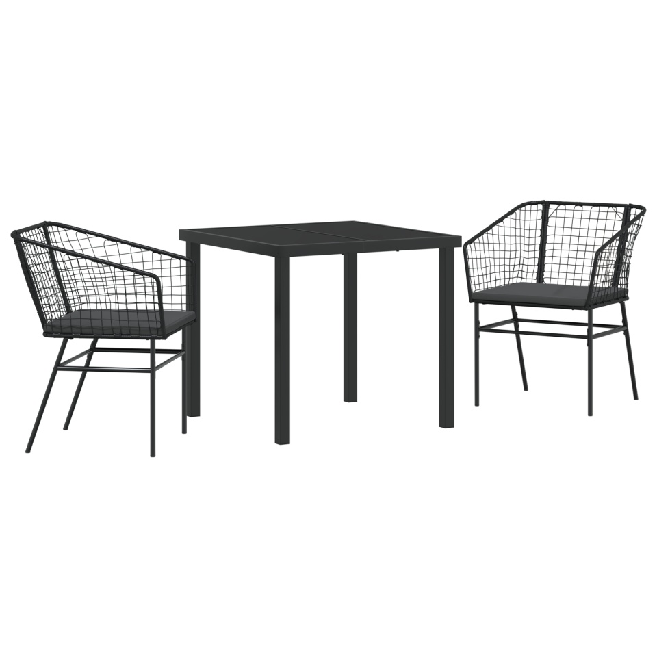 Set de 2 Negru și Gri Închis Rattan PE, Oțel Vopsit Electrostatic - 1 | YEO
