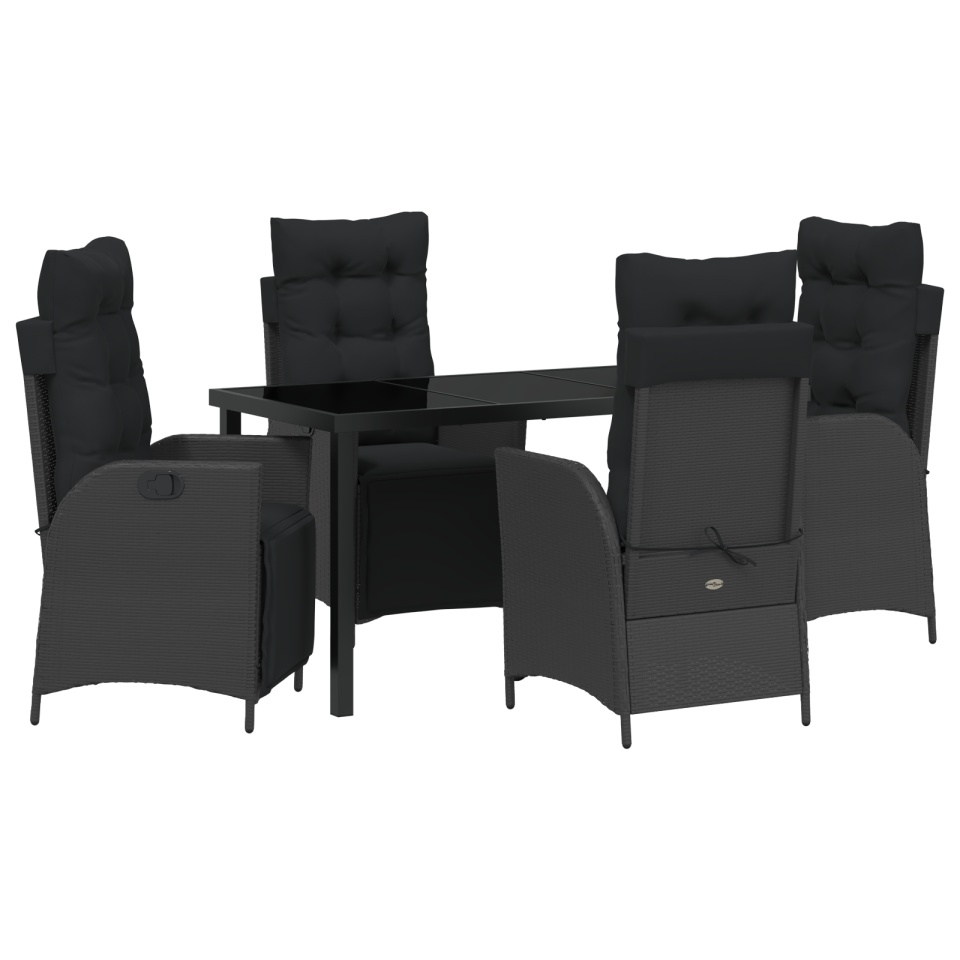 Set de 5 piese pentru masă de grădină Negru Ratan polimer - 1 | YEO